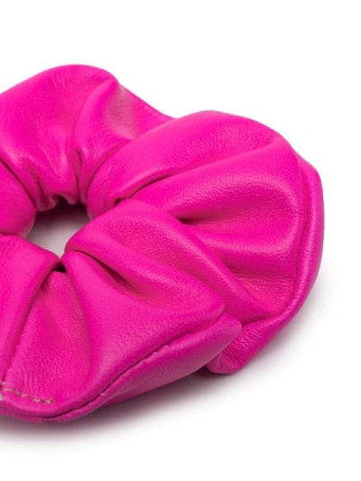 Shop Manokhi Fluorescent Leather Scrunchie In Pink