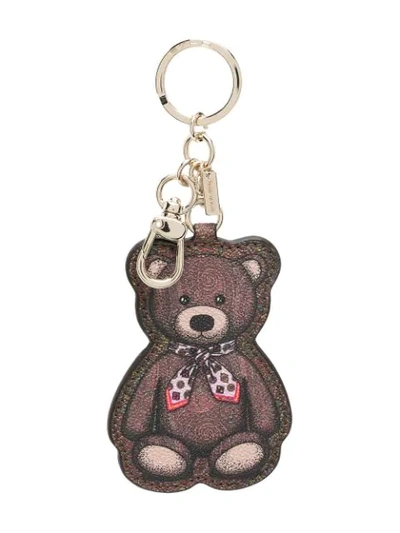 Shop Etro Teddy Bear Print Keyring In Brown