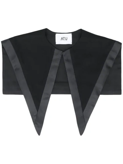 Shop Atu Body Couture Oversized Silk Collar In Black