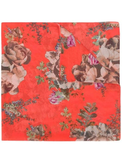 Shop Preen By Thornton Bregazzi Floral Embroidered Neck-tie Scarf In Red