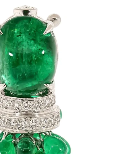 Shop Saboo Fine Jewels 18kt White Gold Emerald Diamond Earrings In Whtgld
