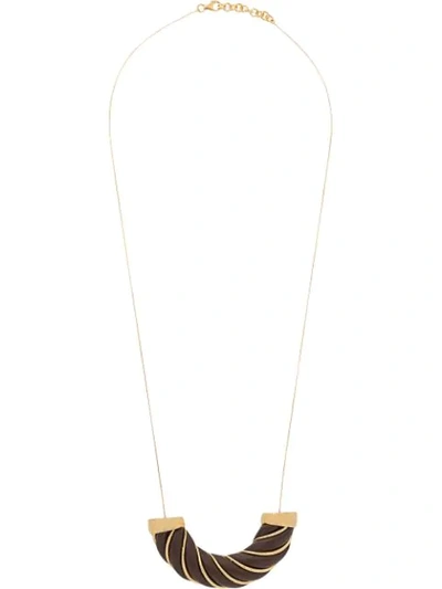 Shop Bottega Veneta Twisted Tubular Detail Necklace In Gold