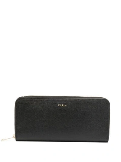 Shop Furla Logo-plaque Zip-around Wallet In Black