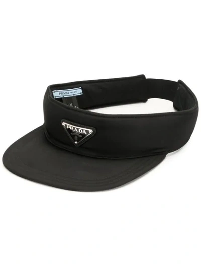 Pre-owned Prada Triangle Logo Sun Visor In Black