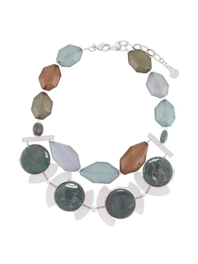Shop Emporio Armani Double-layer Gemstone Necklace In Green