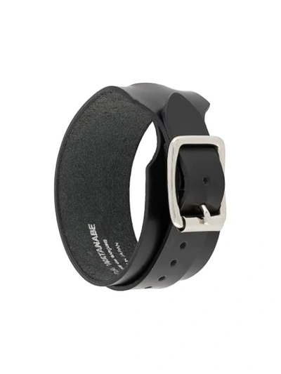 Shop Junya Watanabe Buckle Leather Bracelet In Black