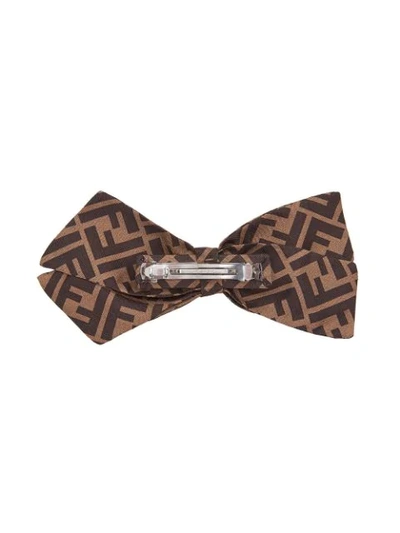 Shop Fendi Monogram Print Hair Clip In Brown