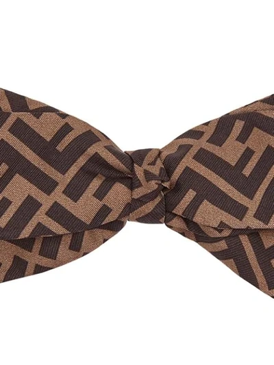 Shop Fendi Monogram Print Hair Clip In Brown