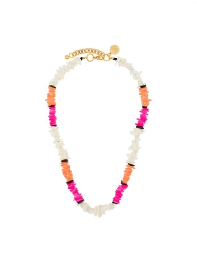 Shop Venessa Arizaga Pink, White And Orange Summer Pearl Necklace