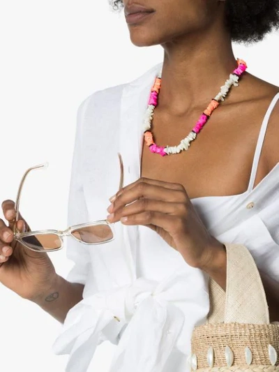 Shop Venessa Arizaga Pink, White And Orange Summer Pearl Necklace