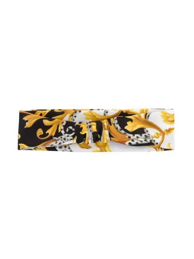 Shop Versace Barocco-print Headband In Black