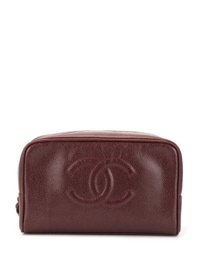 Pre-owned Chanel 1994 Cc Cosmetic Bag In Brown