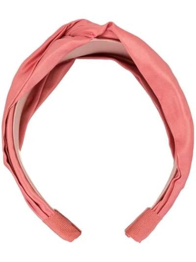 Shop Jennifer Behr Twist Satin Headband In Pink