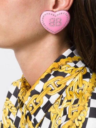 Shop Balenciaga Crush Earrings In Pink