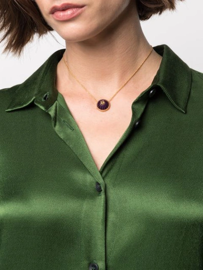 Shop Akansha Sethi Citrine Purple Enamel Button Necklace In Gold