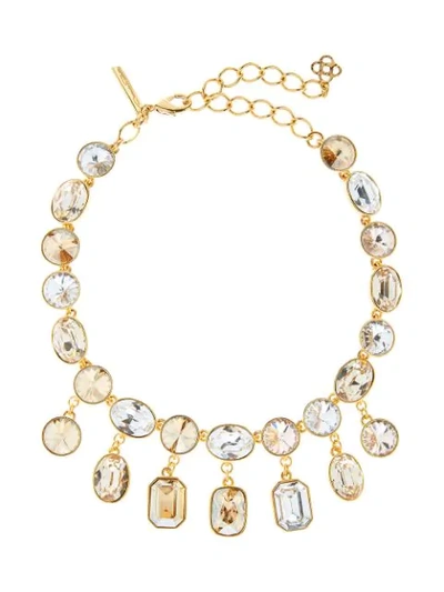Shop Oscar De La Renta Gem-embellished Drop Necklace In Metallic
