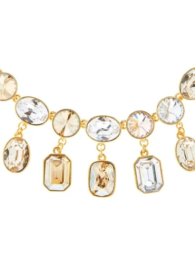 Shop Oscar De La Renta Gem-embellished Drop Necklace In Metallic