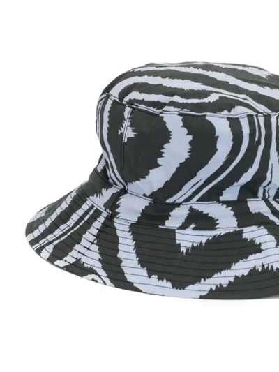 Shop Ganni Zebra Print Bucket Hat In Blue