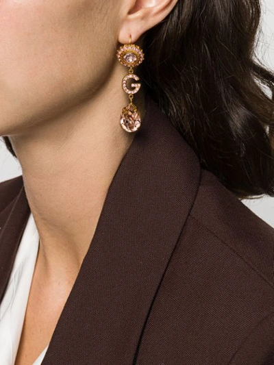 Shop Dolce & Gabbana Crystal-embellished Initial Pendant Earrings In Gold