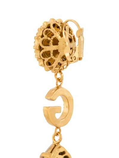 Shop Dolce & Gabbana Crystal-embellished Initial Pendant Earrings In Gold