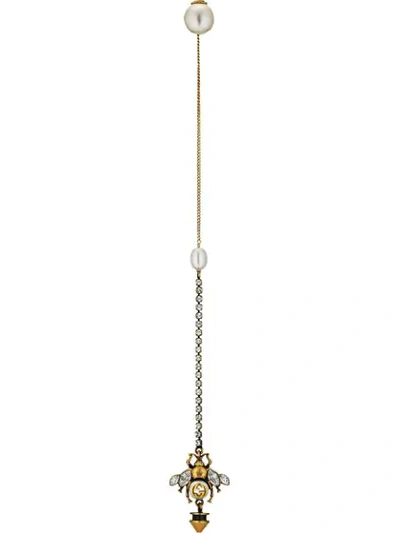 Shop Gucci Single Bee Drop Earring In Gold