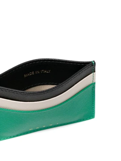Shop Marni Colour-block Leather Cardholder In Green