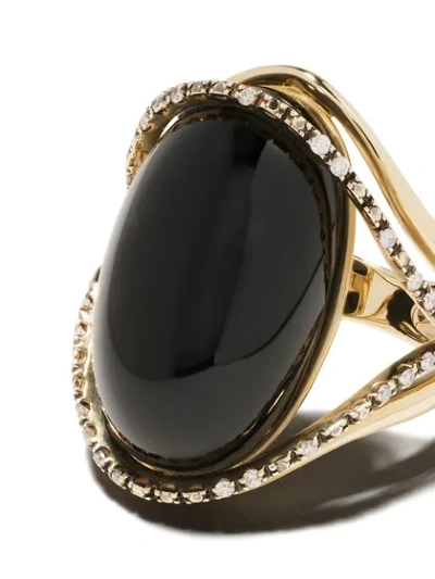 Shop Brumani 18kt Yellow Gold, Diamond And Quartz Ring In Black