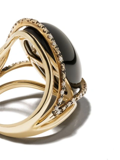 Shop Brumani 18kt Yellow Gold, Diamond And Quartz Ring In Black