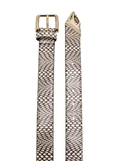 Shop Just Cavalli Snake Pattern Belt In White
