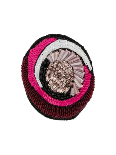 Shop Emilio Pucci Occhi Beaded Brooch In Red