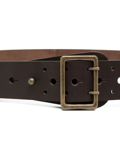 Shop Aspesi Perforated Detail Belt In Brown