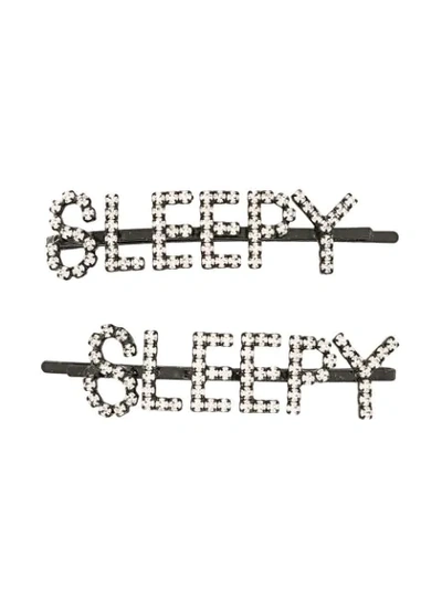 Shop Ashley Williams Sleepy Hairpin Set In Black