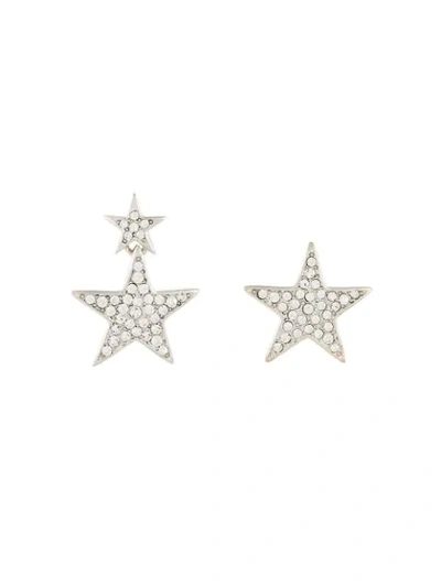 Shop Kenneth Jay Lane Asymmetric Star-shaped Earrings In Silver