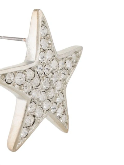 Shop Kenneth Jay Lane Asymmetric Star-shaped Earrings In Silver