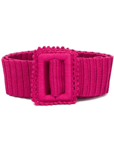 Shop Msgm Crochet Knit Belt In Pink