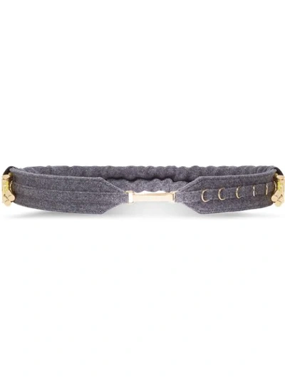 Shop Fendi Elastic Flannel Belt In Grey