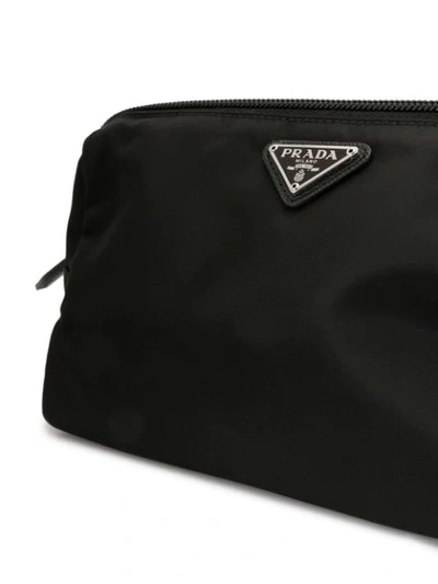 Pre-owned Prada Logos Cosmetic Pouch In Black