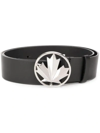 Shop Dsquared2 Maple Leaf Buckle Belt In Black