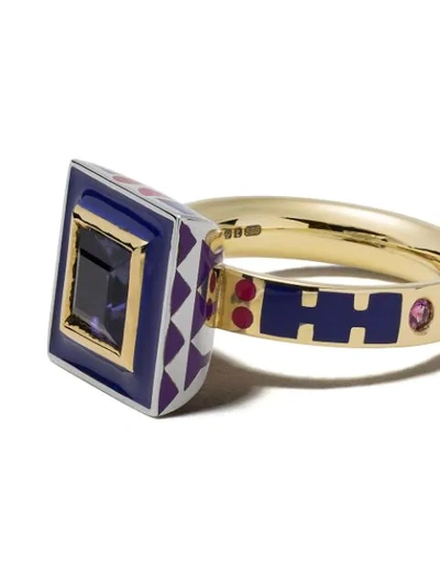 Shop Alice Cicolini 14kt Yellow Gold Memphis Square Stone Ring In Pink & Blue