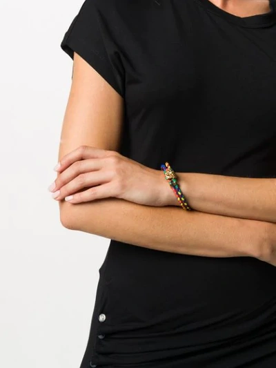 Shop Versace Medusa Braided Leather Bracelet In Gold