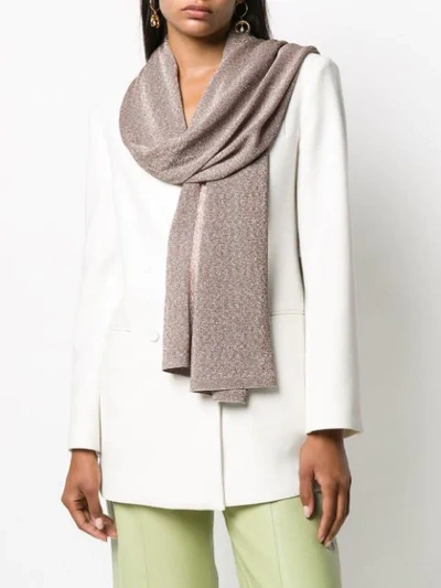 Shop Missoni Metallic-effect Knitted Scarf In Pink
