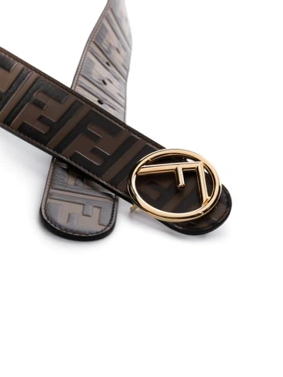 Shop Fendi Logo-print Leather Belt In Brown
