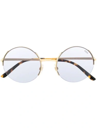 Shop Polo Ralph Lauren Round Frame Sunglasses In Gold