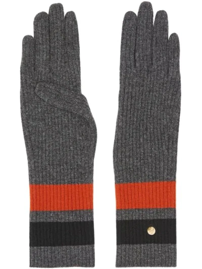 Shop Burberry Monogram-motif Striped Gloves In Grey