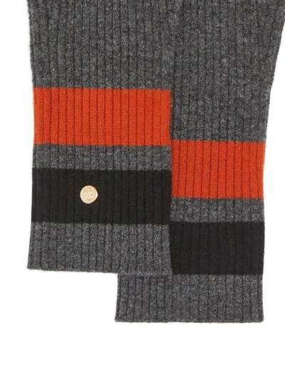 Shop Burberry Monogram-motif Striped Gloves In Grey