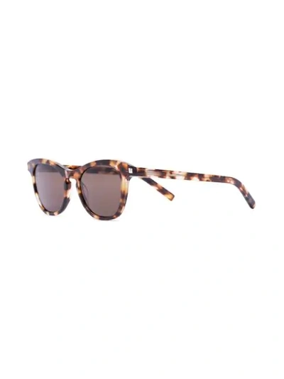 Shop Saint Laurent Havana Frame Tortoiseshell Sunglasses In Brown