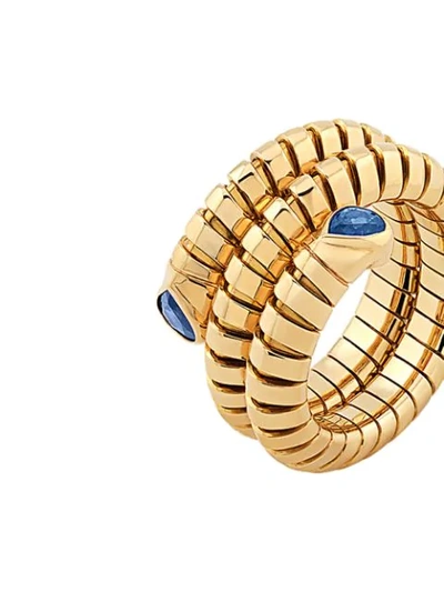 Shop Marina B 18kt Yellow Gold Trisola Sapphire Ring In 18k Yellow Gold
