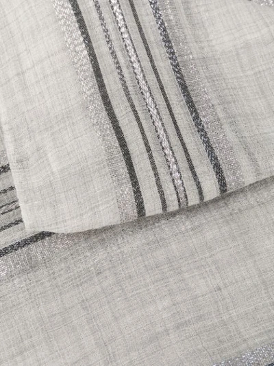 Shop Brunello Cucinelli Striped Lightweight Scarf In Grey
