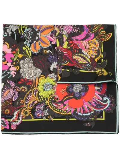 Shop Shanghai Tang Chinese Zodiac-print Silk Scarf In Multicolour