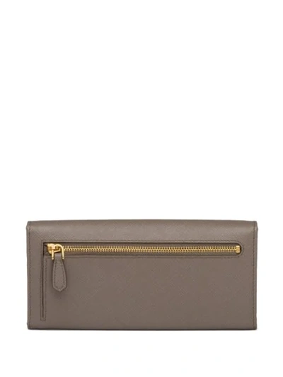 Shop Prada Saffiano Long Wallet In Grey
